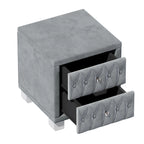 Elegant Velvet 2-Drawer Nightstand with Tufted Design