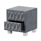 Elegant Velvet 2-Drawer Nightstand with Tufted Design