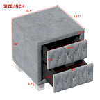 Elegant Velvet 2-Drawer Nightstand with Tufted Design