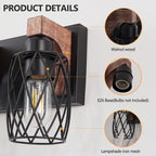 Farmhouse Black Cage Vanity Wall Sconce