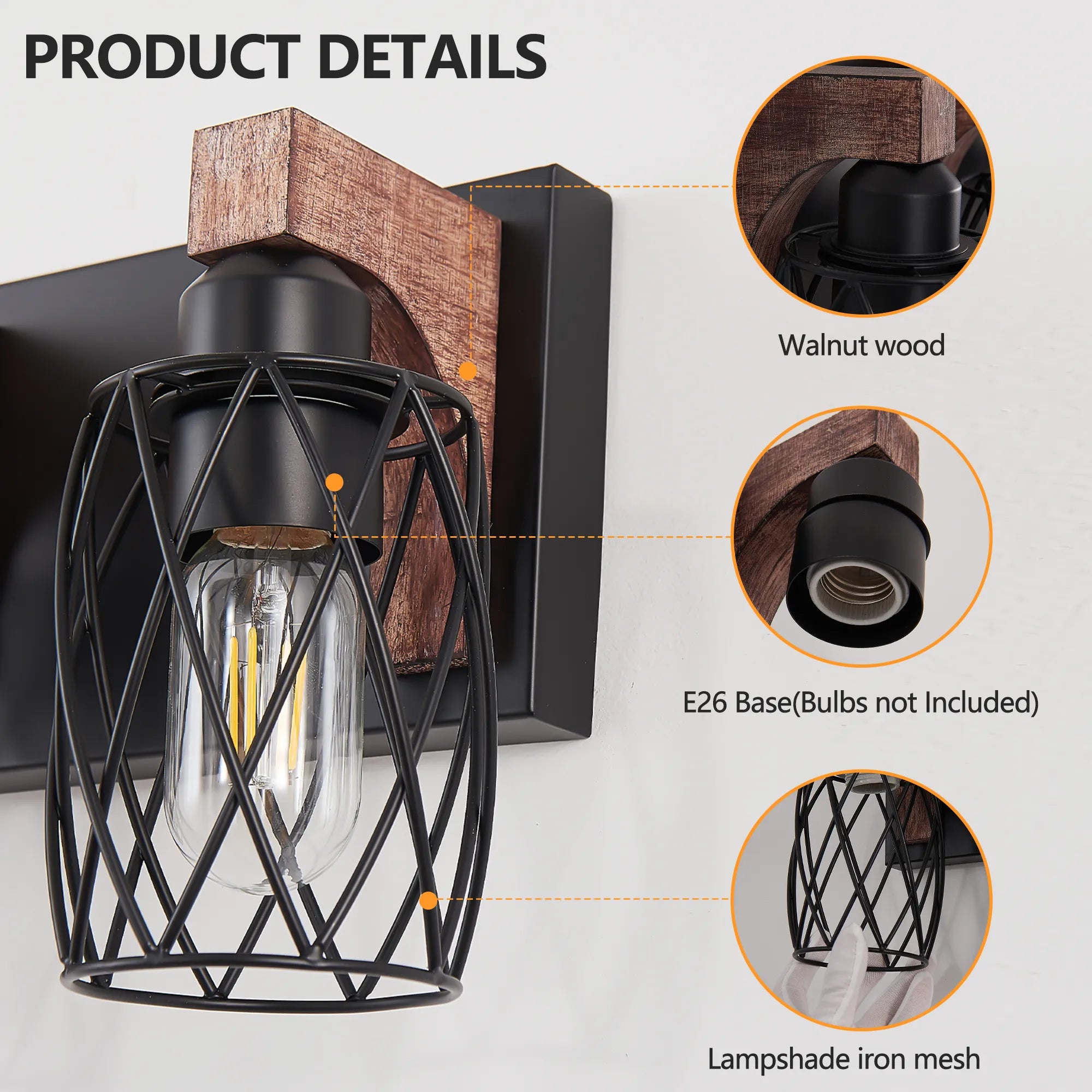 Farmhouse Black Cage Vanity Wall Sconce