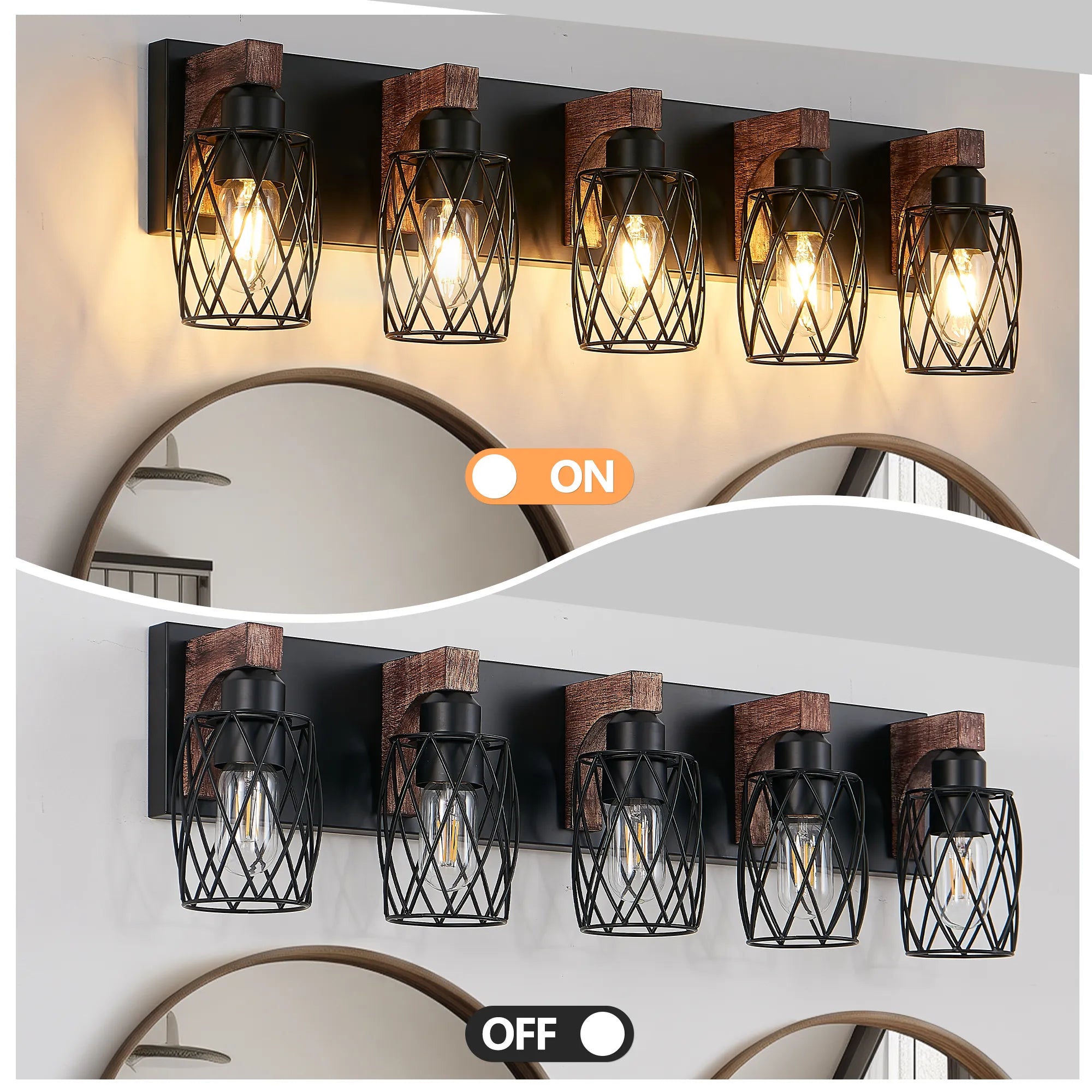 Farmhouse Black Cage Vanity Wall Sconce