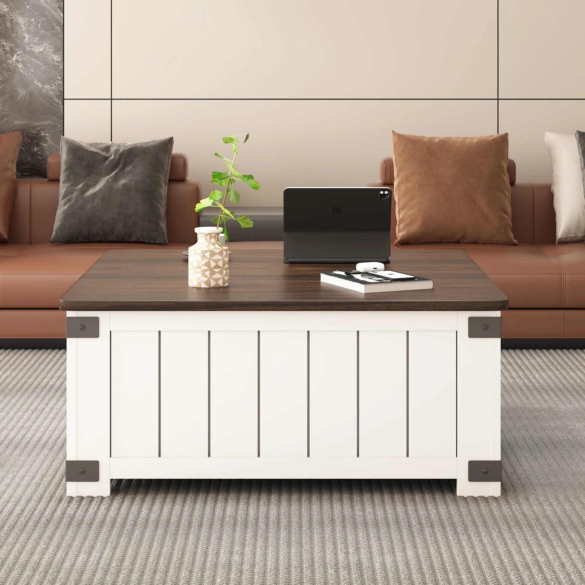 Farmhouse Lift Top Square Coffee Table with Storage