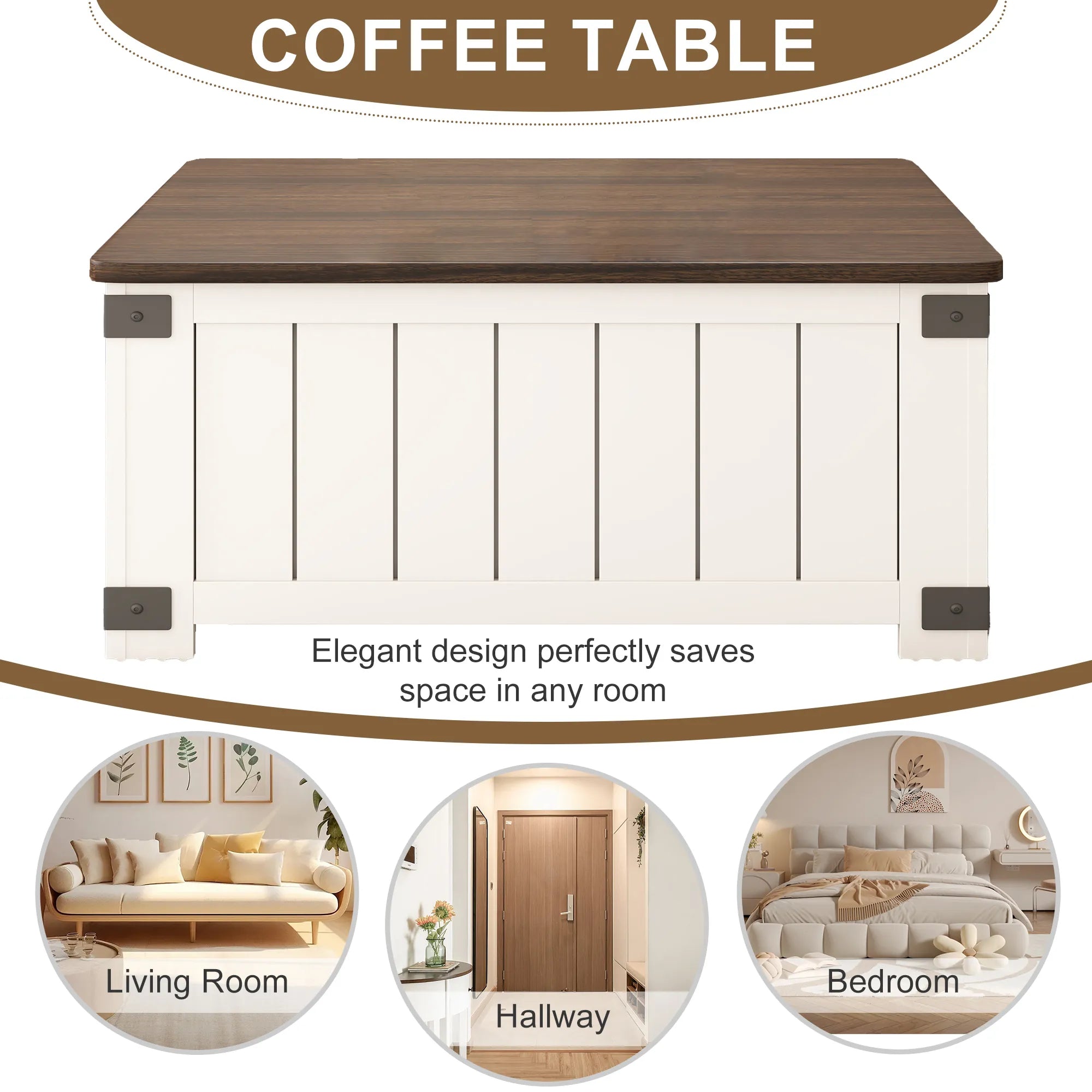 Farmhouse Lift Top Square Coffee Table with Storage