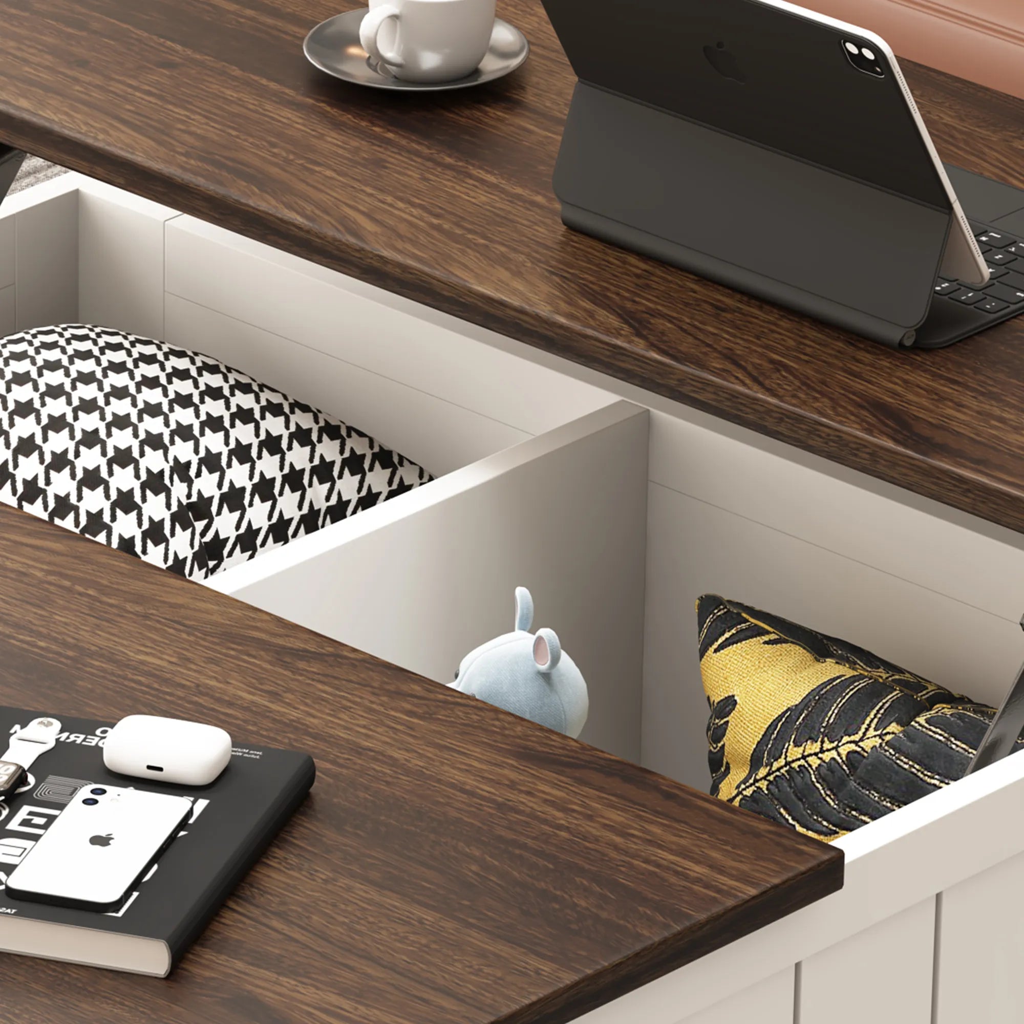 Farmhouse Lift Top Square Coffee Table with Storage