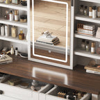 Farmhouse Makeup Vanity with Mirror, Storage & Stool
