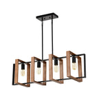 Farmhouse Wood & Black Metal Pendant