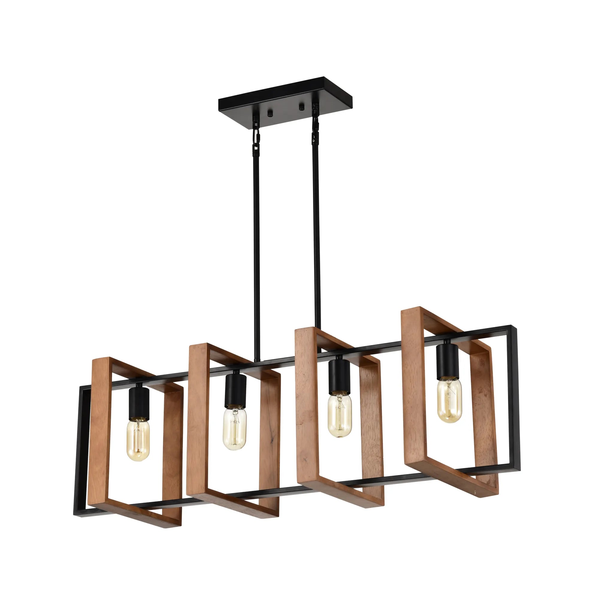 Farmhouse Wood & Black Metal Pendant