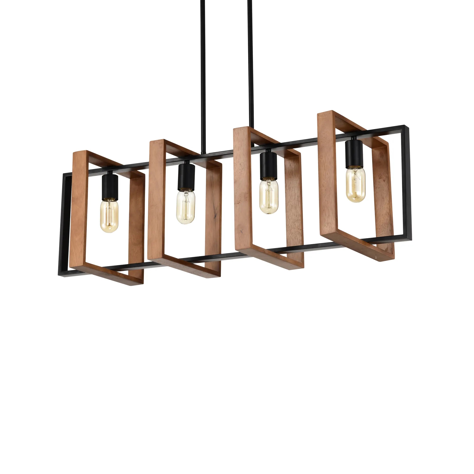 Farmhouse Wood & Black Metal Pendant