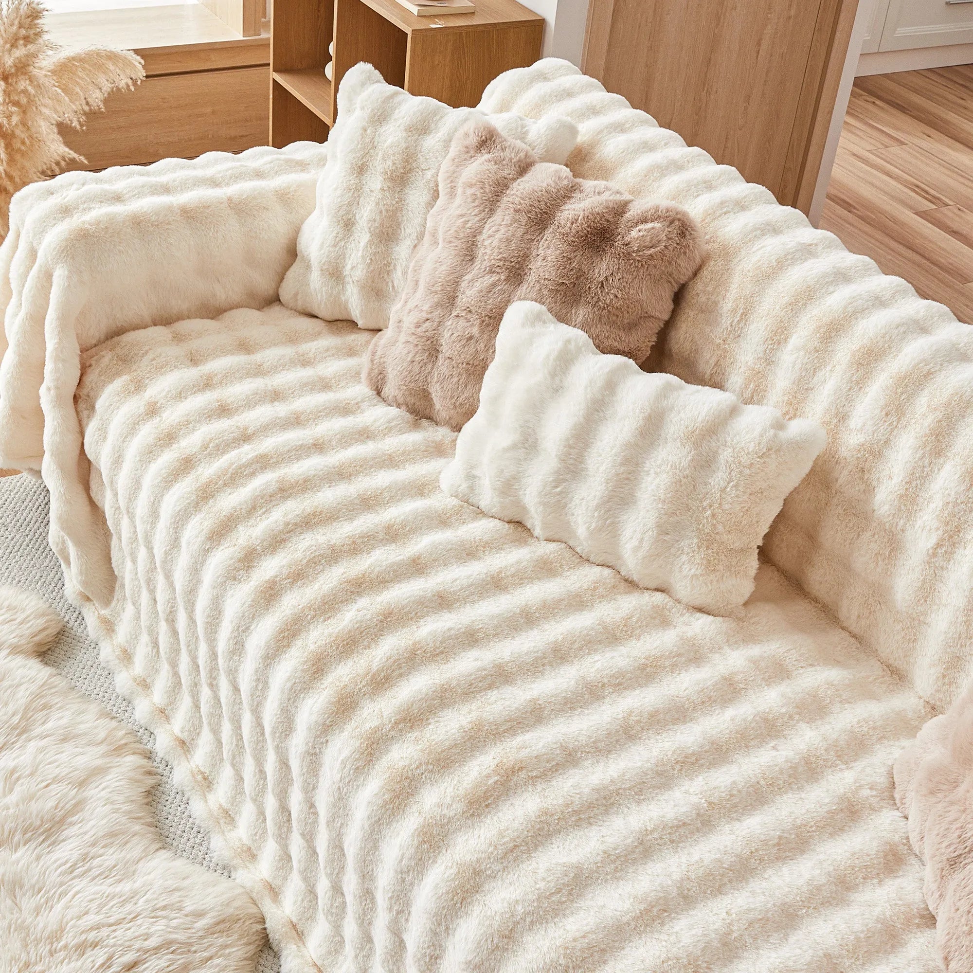 Faux Fur Bubble Throw Pillow Cover