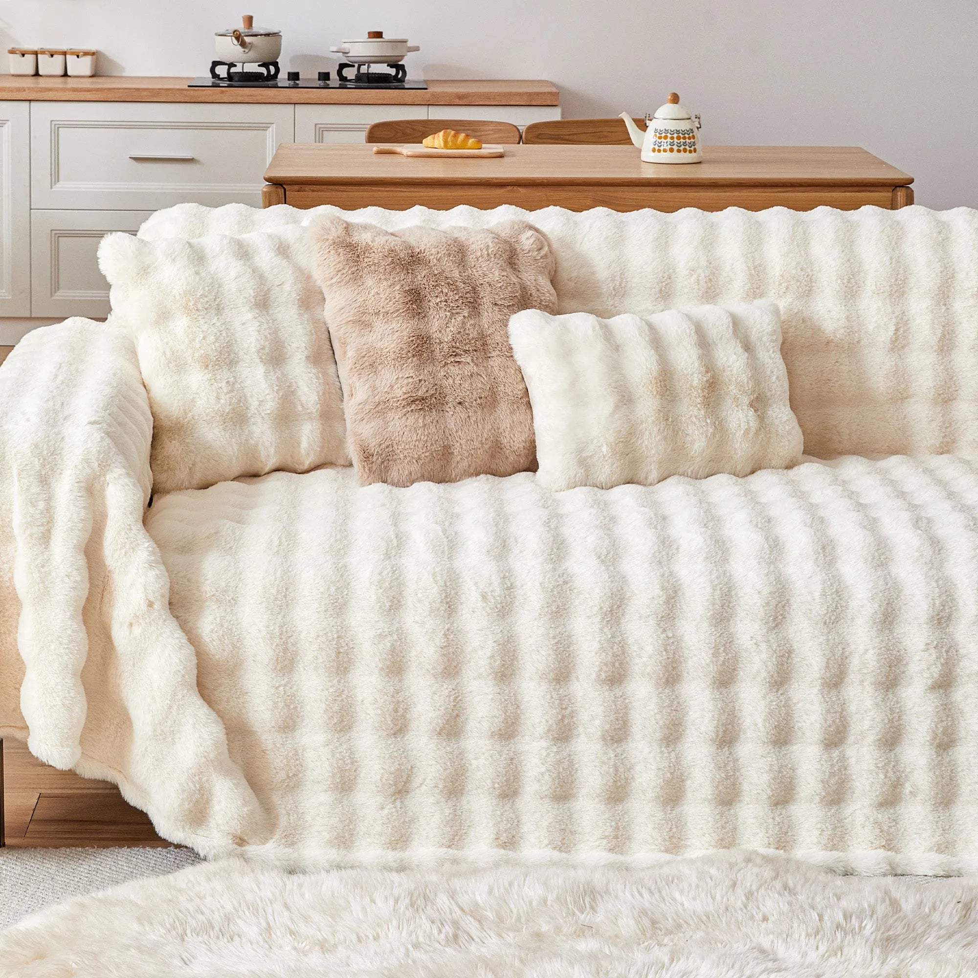 Faux Fur Bubble Throw Pillow Cover