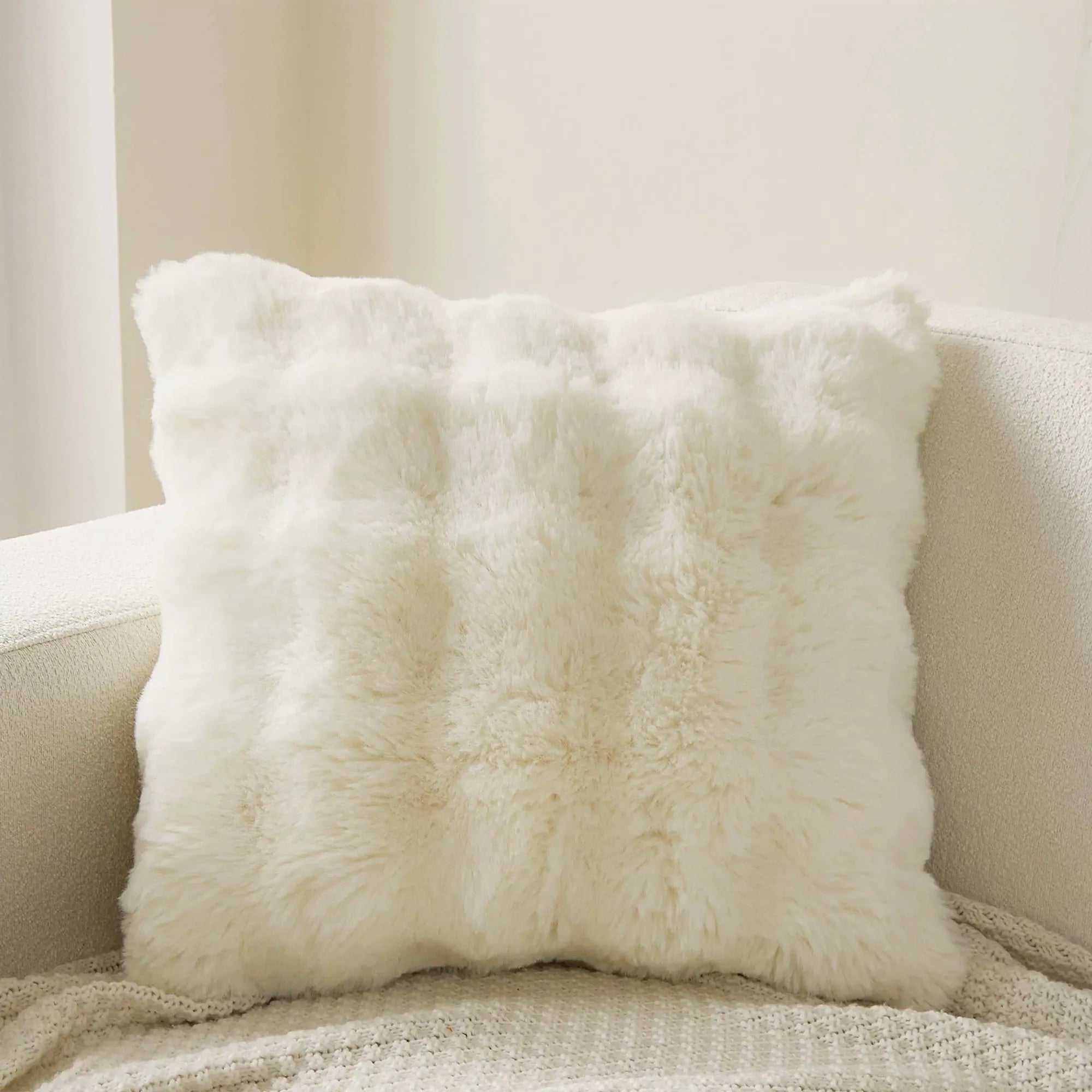 Faux Fur Bubble Throw Pillow Cover