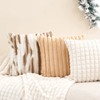 Faux Fur Strip Throw Pillow Cover