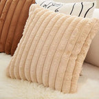 Faux Fur Strip Throw Pillow Cover