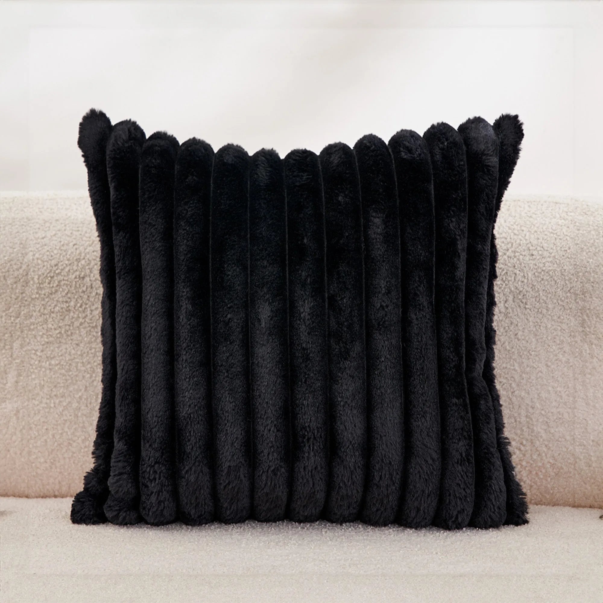Faux Fur Strip Throw Pillow Cover