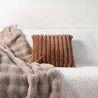 Faux Fur Strip Throw Pillow Cover