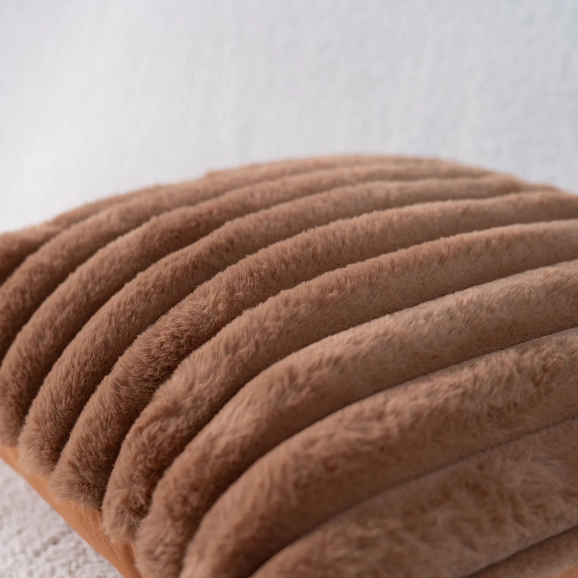 Faux Fur Strip Throw Pillow Cover