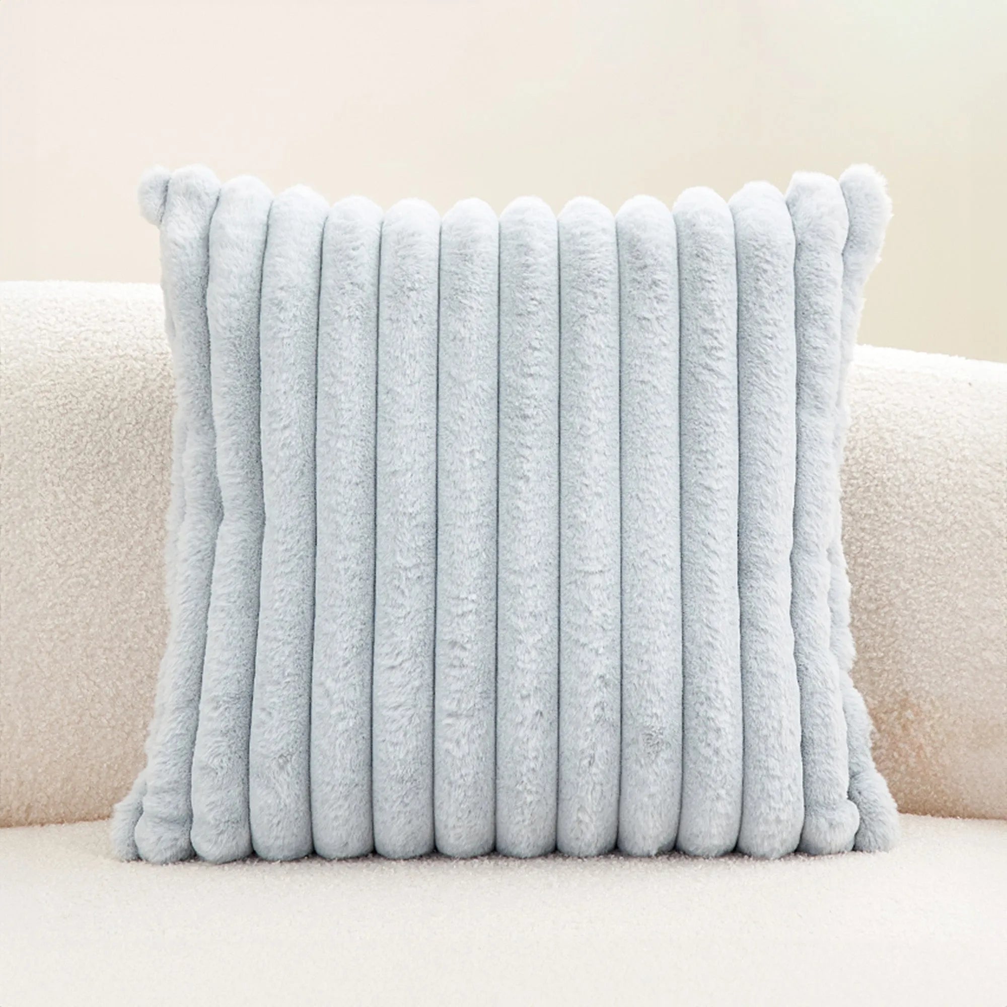 Faux Fur Strip Throw Pillow Cover