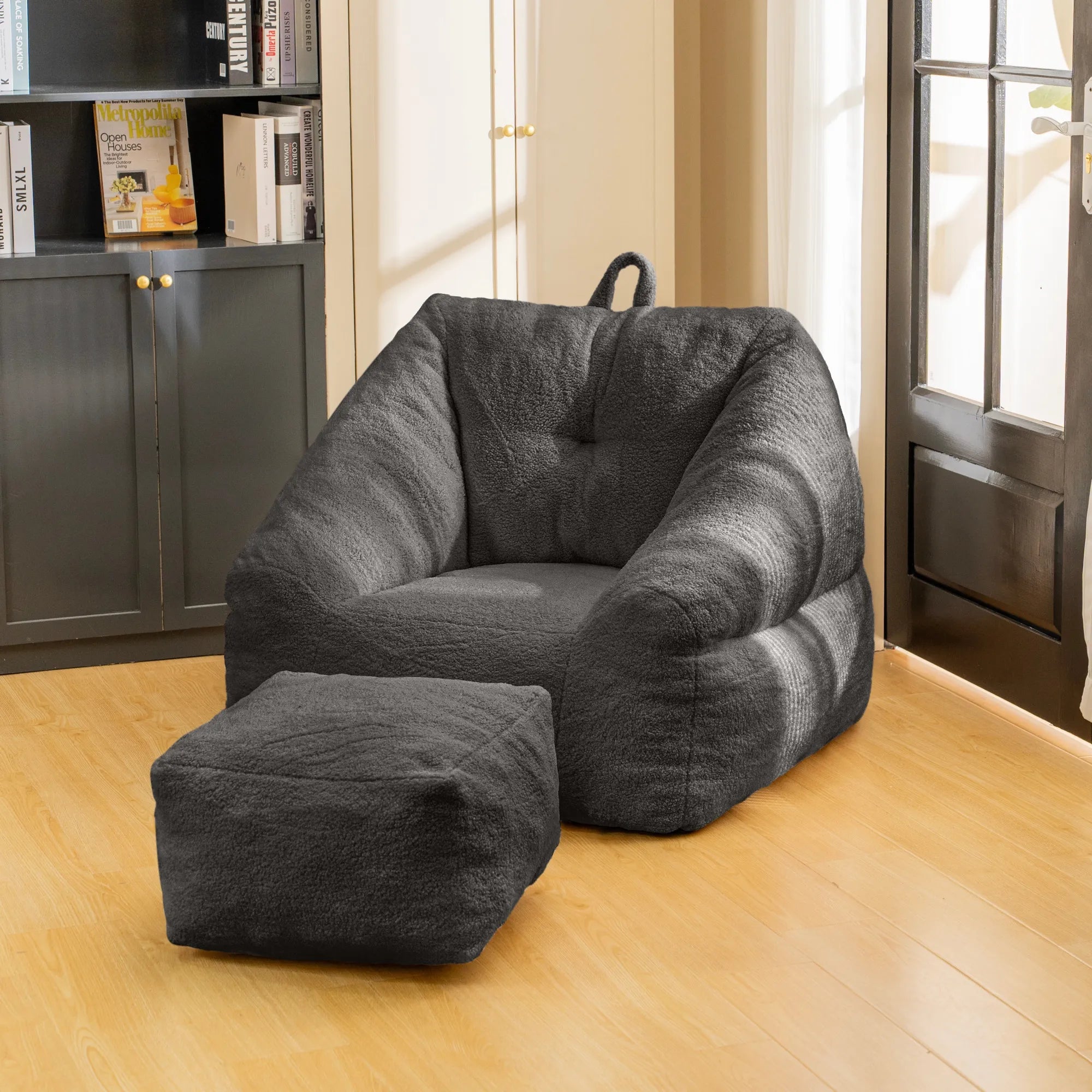 Fluffy Lazy Bean Bag Sofa Chair with Memory Foam Filling