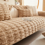 Fluffy Plush Anti-Slip Striped Sofa Cover Slipcover
