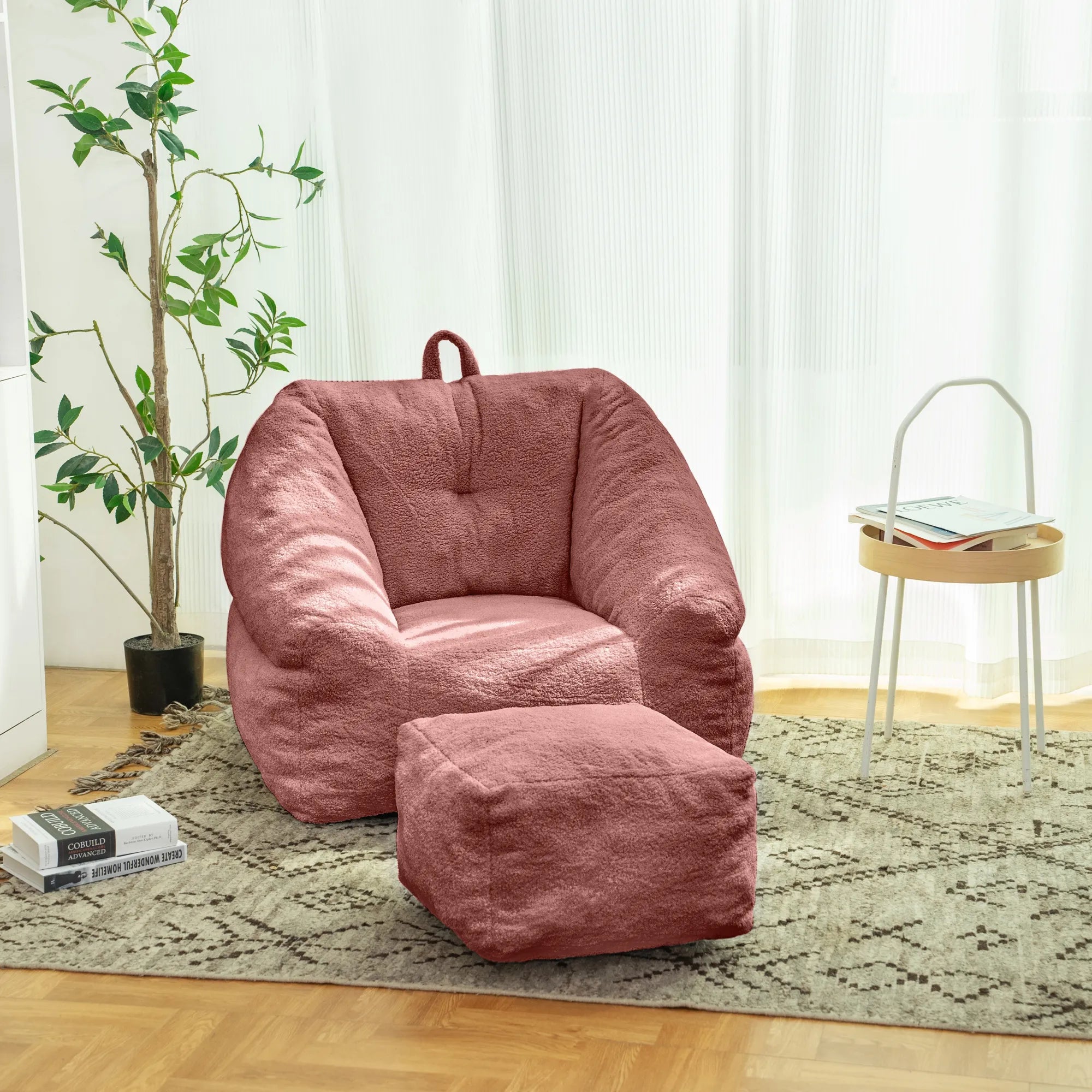 Fluffy Lazy Bean Bag Sofa Chair with Memory Foam Filling
