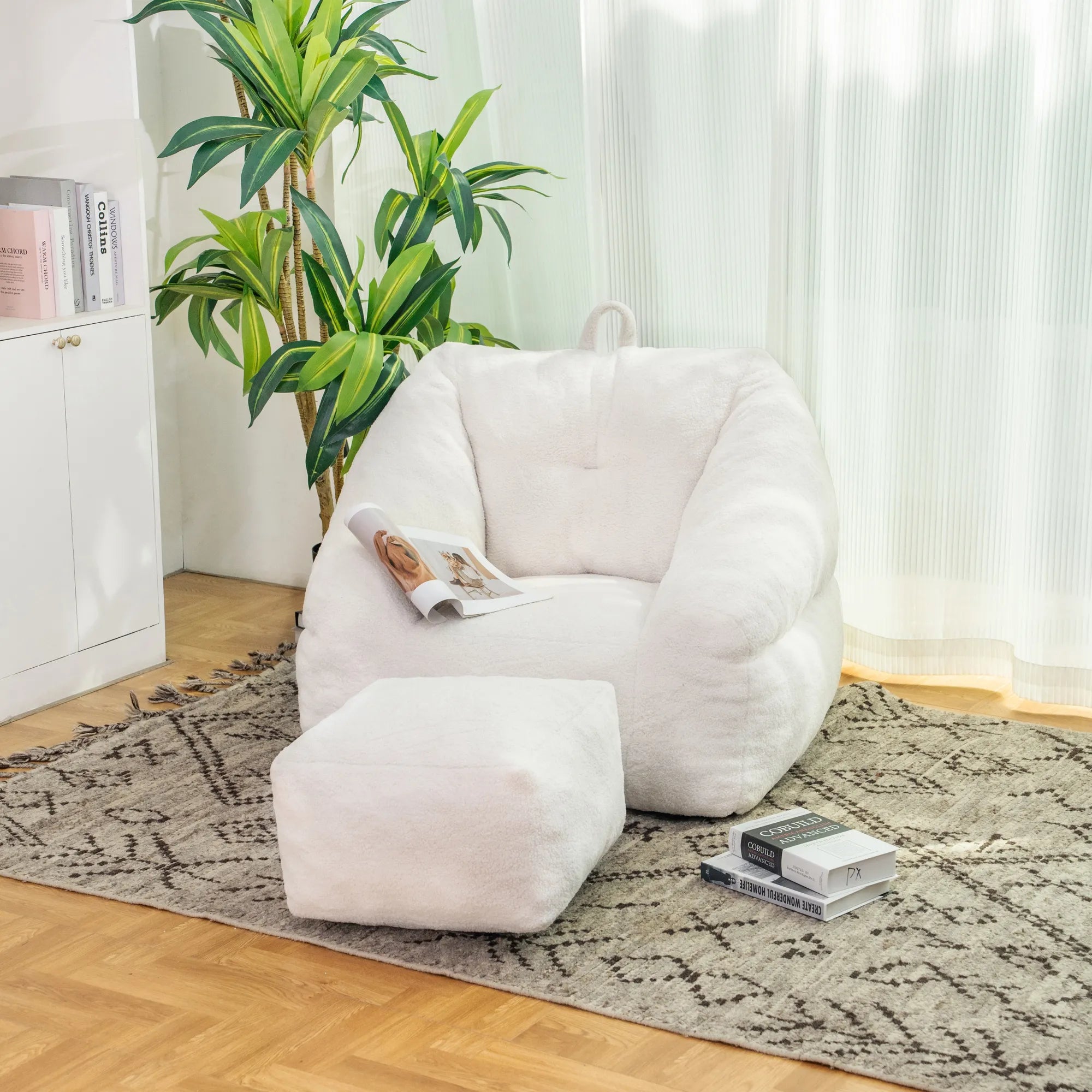 Fluffy Lazy Bean Bag Sofa Chair with Memory Foam Filling