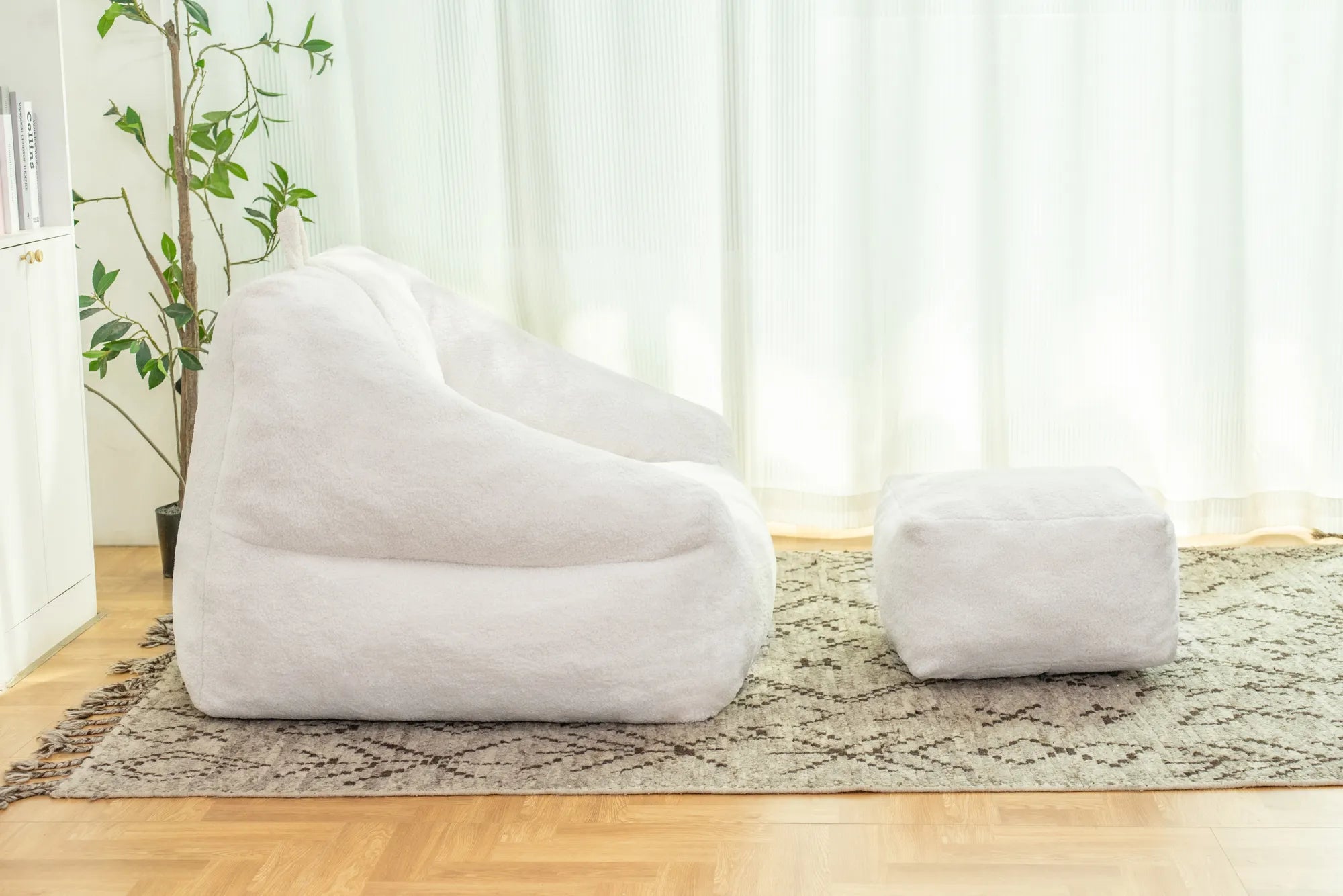 Fluffy Lazy Bean Bag Sofa Chair with Memory Foam Filling