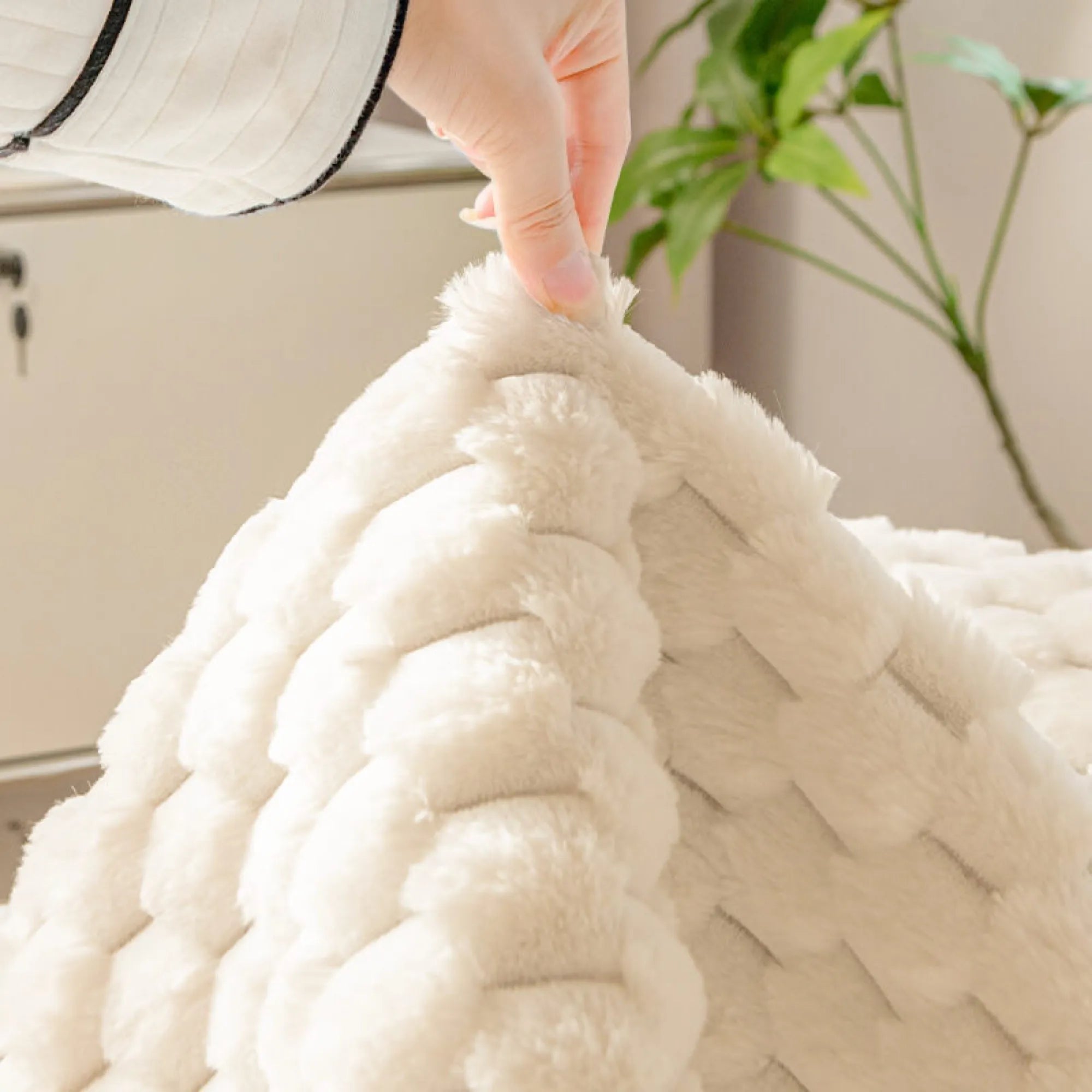 Fluffy Plush Anti-Slip Striped Sofa Cover Slipcover
