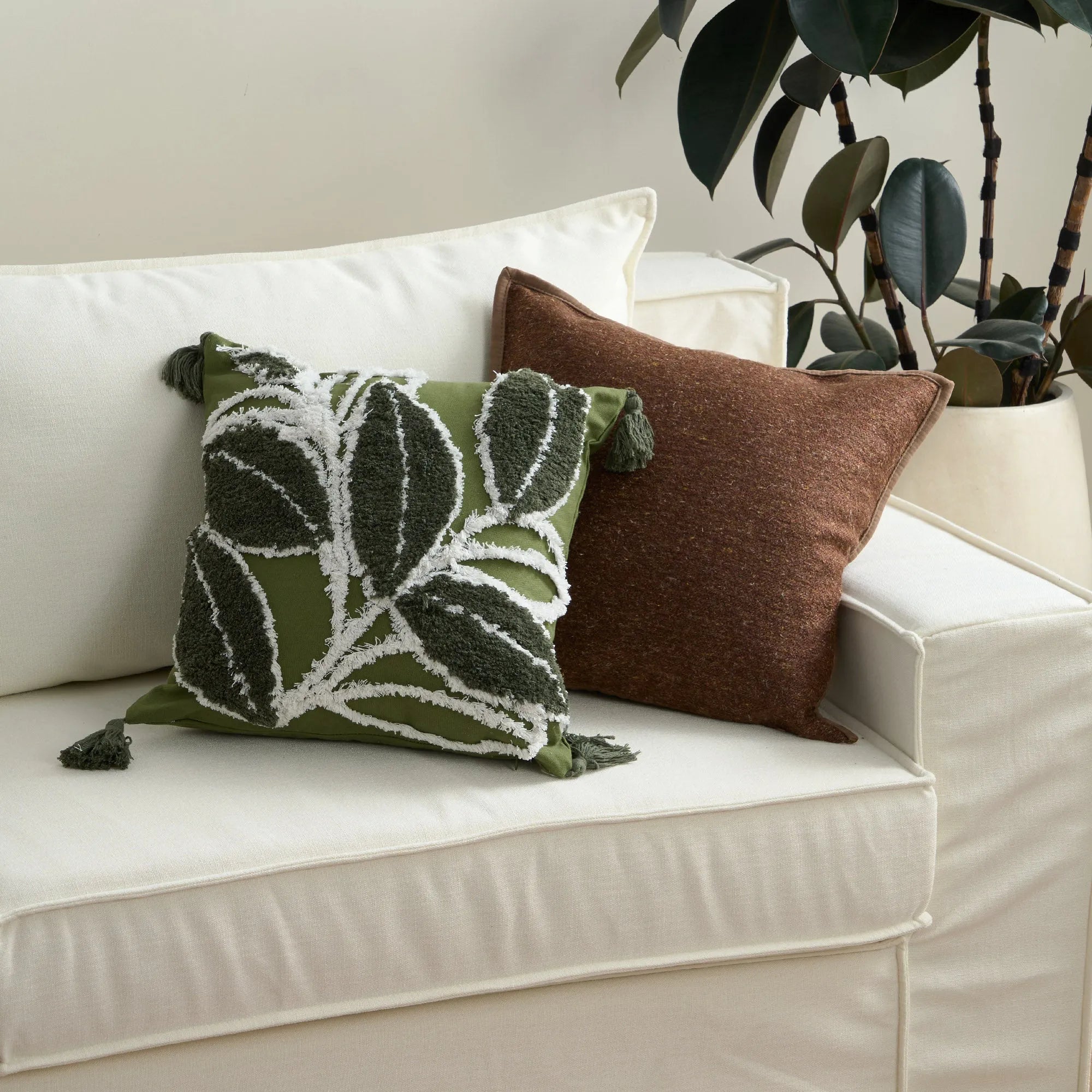 Forest Leaves Throw Pillow Cover