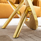 Gold Stainless Steel Faux Marble Modern Coffee Table