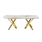 Gold Stainless Steel Faux Marble Modern Coffee Table