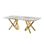 Gold Stainless Steel Faux Marble Modern Coffee Table