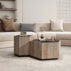 Hexagonal Retro Mid Century Modern Coffee Table Side Table Set