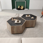 Hexagonal Retro Mid Century Modern Coffee Table Side Table Set