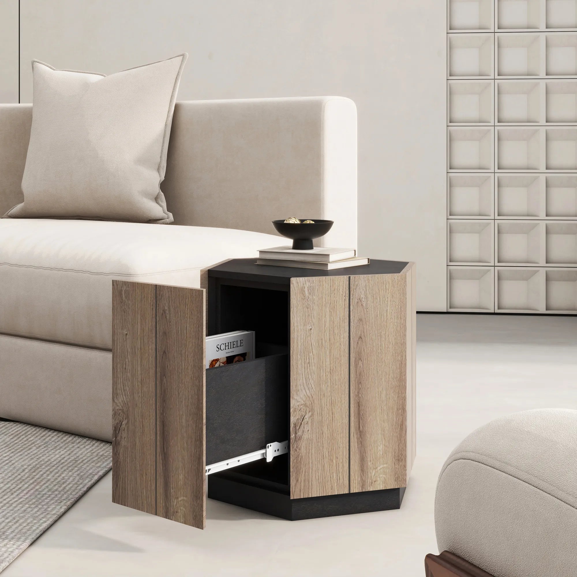 Hexagonal Retro Mid Century Modern Coffee Table Side Table Set