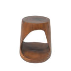 Hollow Round Faux Wood End Table with Natural Grain Texture