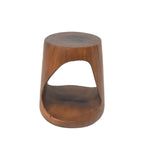 Hollow Round Faux Wood End Table with Natural Grain Texture
