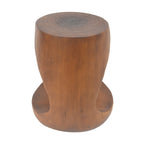 Hollow Round Faux Wood End Table with Natural Grain Texture