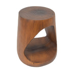 Hollow Round Faux Wood End Table with Natural Grain Texture