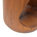 Hollow Round Faux Wood End Table with Natural Grain Texture