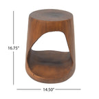 Hollow Round Faux Wood End Table with Natural Grain Texture