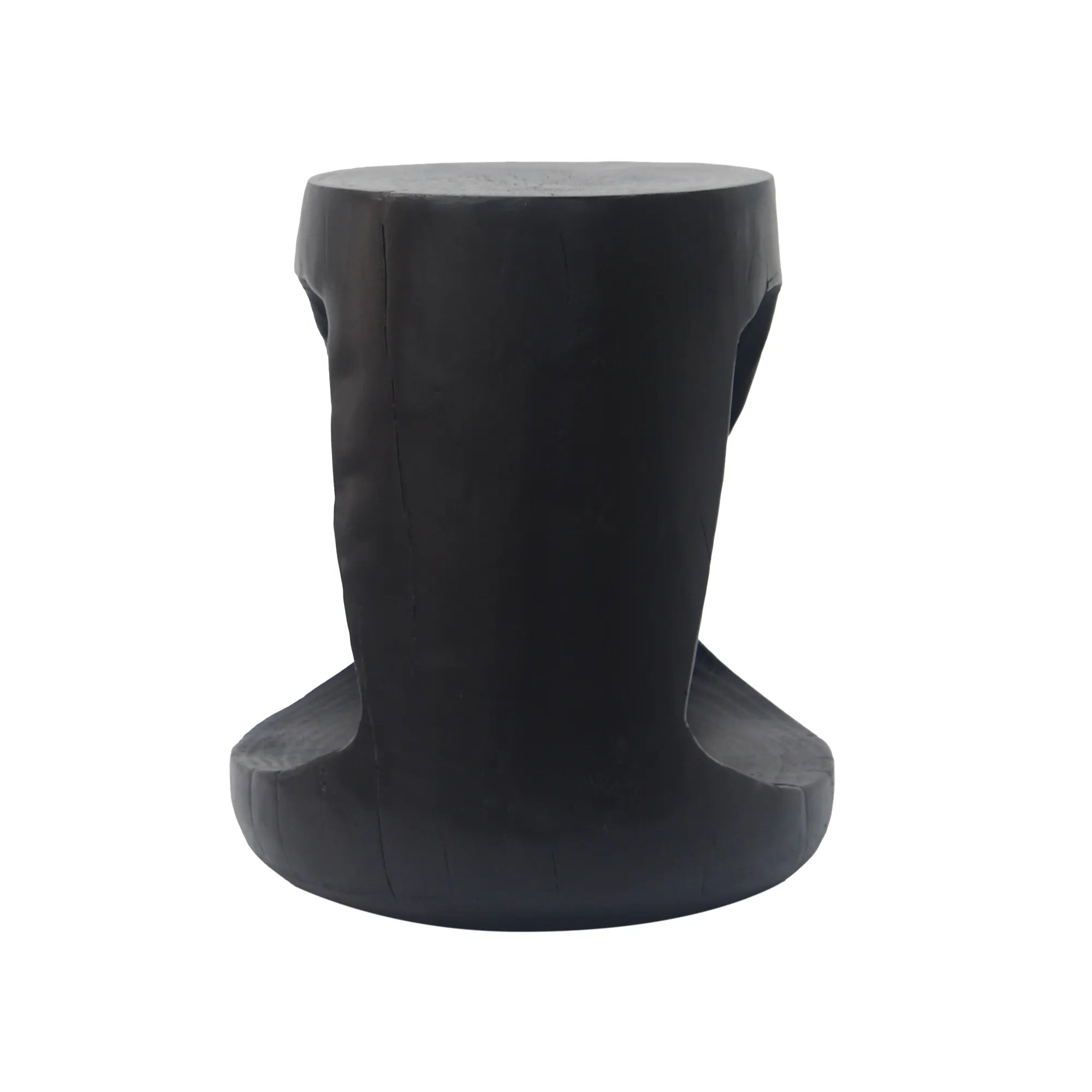 Hollow Round Faux Wood End Table with Natural Grain Texture