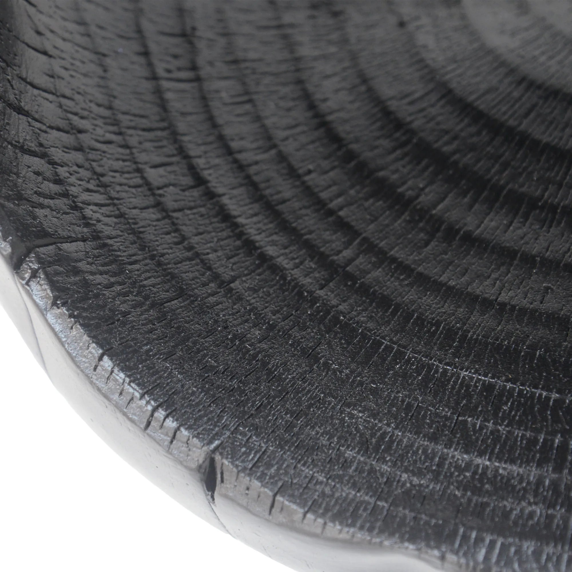 Hollow Round Faux Wood End Table with Natural Grain Texture