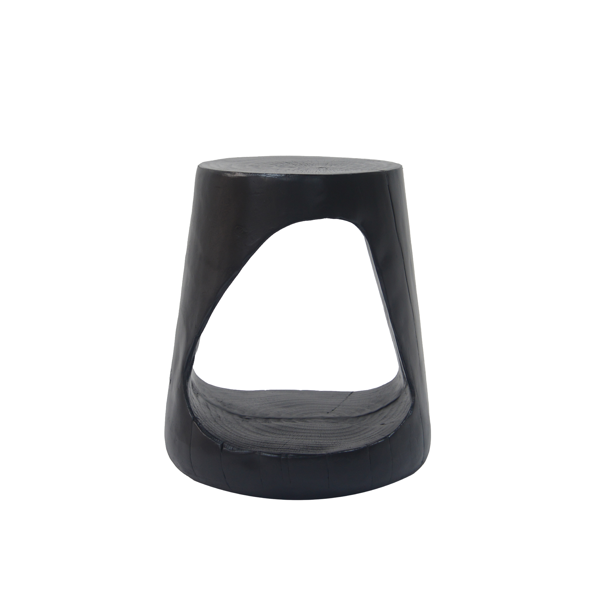 Hollow Round Faux Wood End Table with Natural Grain Texture