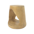 Hollow Round Faux Wood End Table with Natural Grain Texture