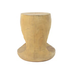 Hollow Round Faux Wood End Table with Natural Grain Texture