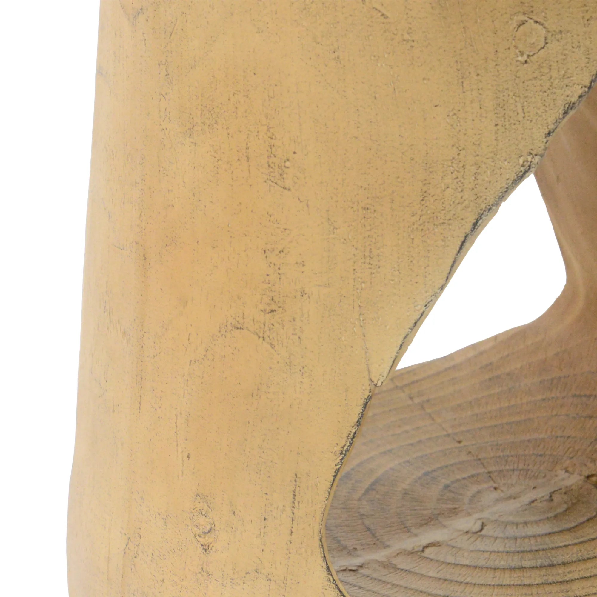 Hollow Round Faux Wood End Table with Natural Grain Texture