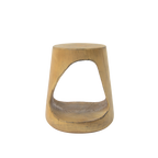 Hollow Round Faux Wood End Table with Natural Grain Texture