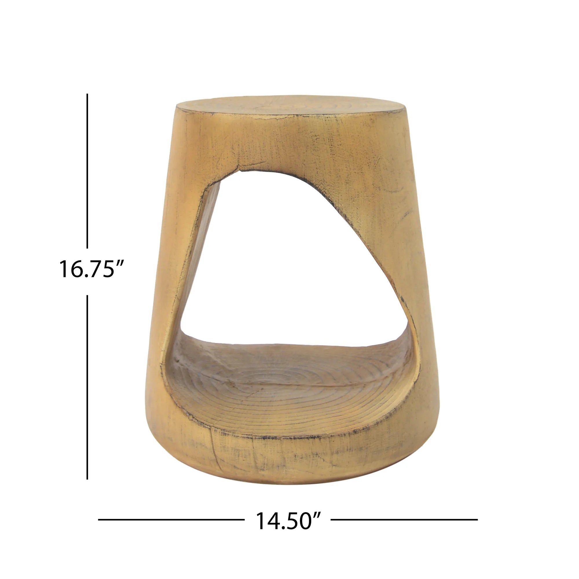 Hollow Round Faux Wood End Table with Natural Grain Texture