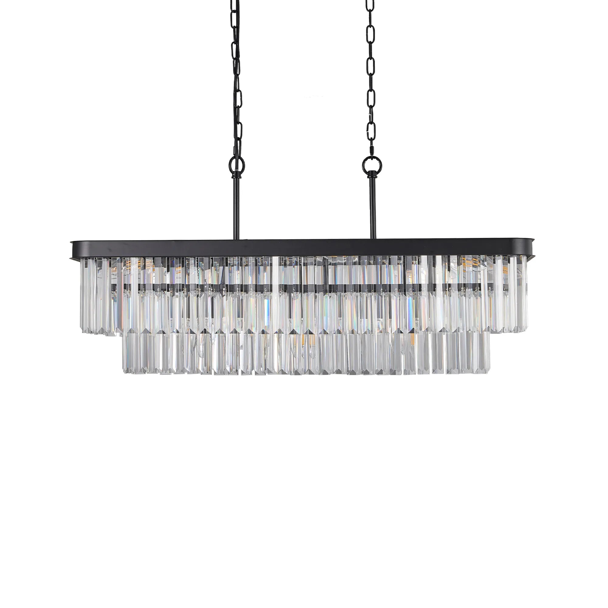 Industrial Rectangular Crystal Chandelier
